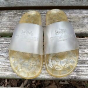 Coach Ulyssa Rubber Jelly Pool Slides Beach Sandals Tan Clear Neutral Size 8
